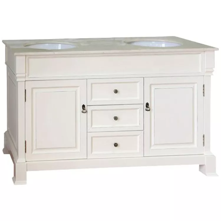 60 in Double sink vanity-wood-cream white