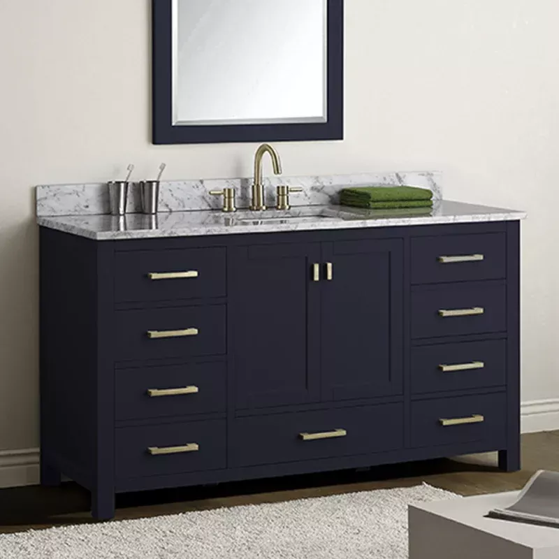 60" Romani Vanity Cabinet for Single Rectangular Undermount Sink - Navy Blue