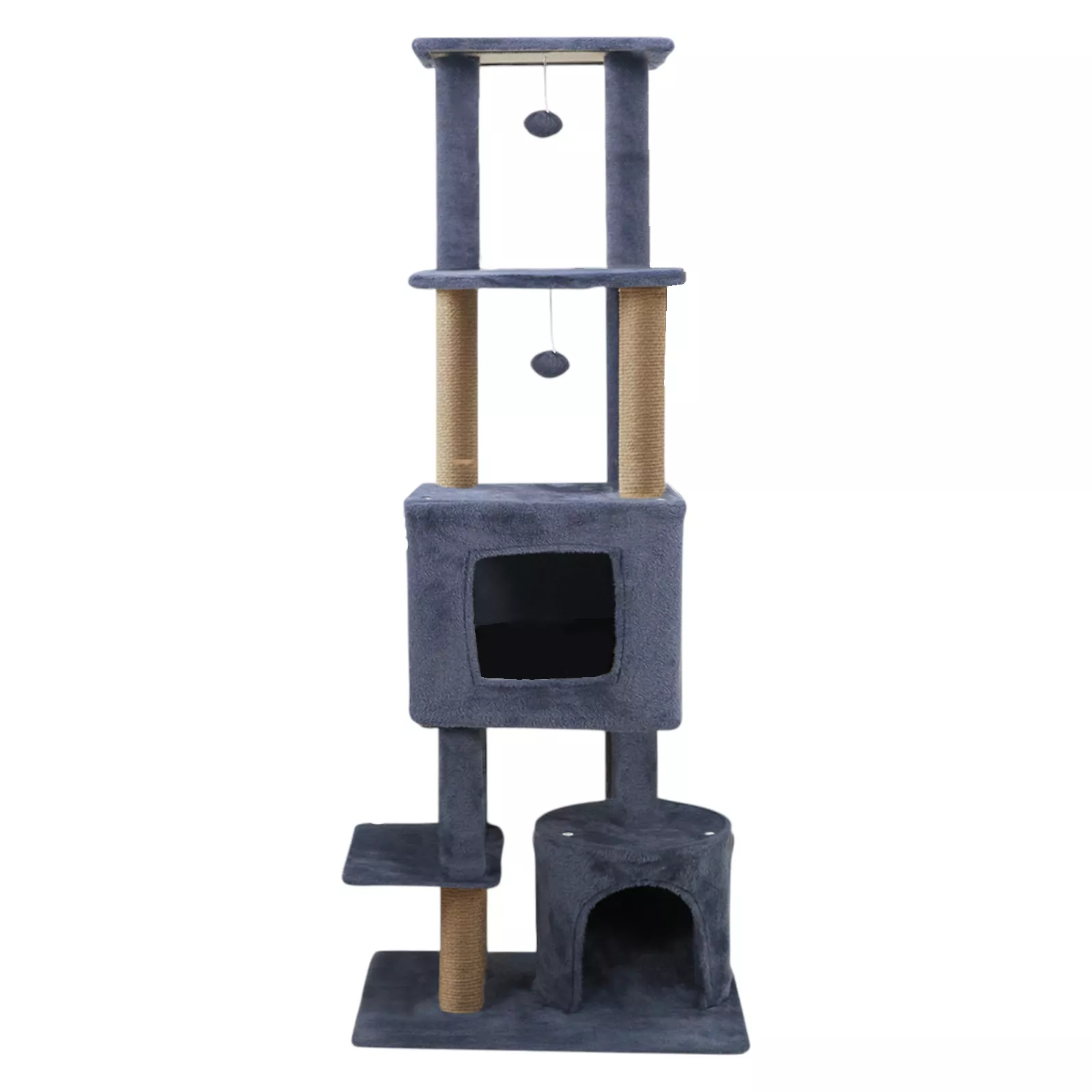 64" Cat Tree Tower with Two Large Condos and Jute Scratching Posts