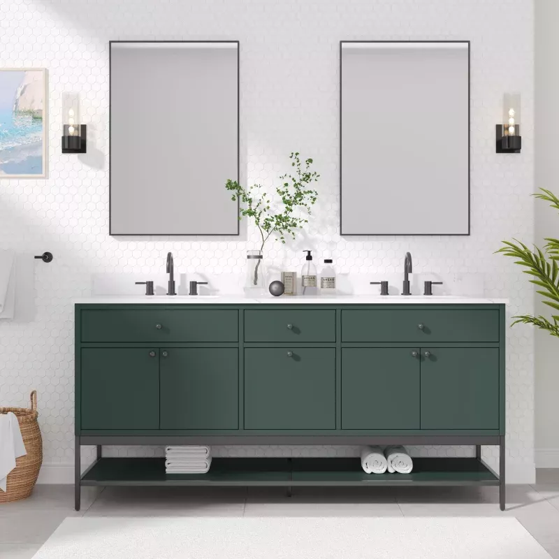 72" Mallory Double Vanity for Rectangular Undermount Sinks