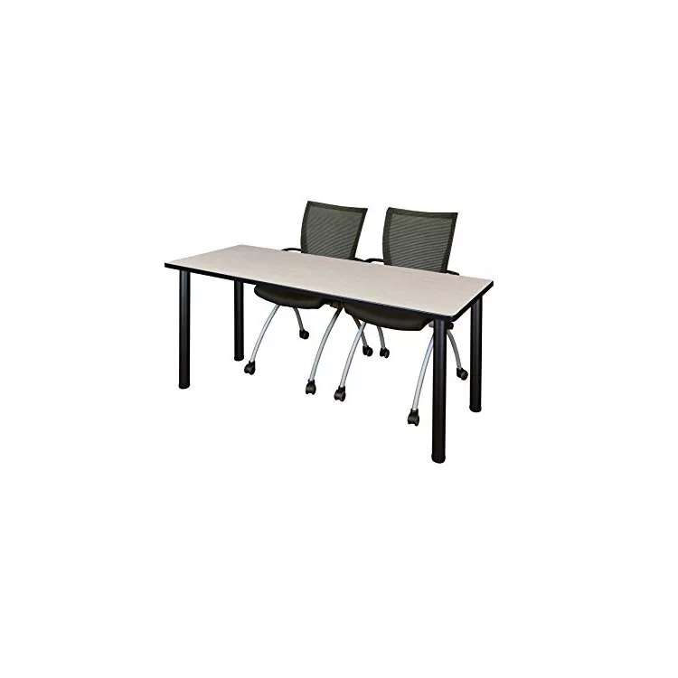 72" x 24" Kee Training Table- Maple/ Black & 2 Apprentice Chairs- Black