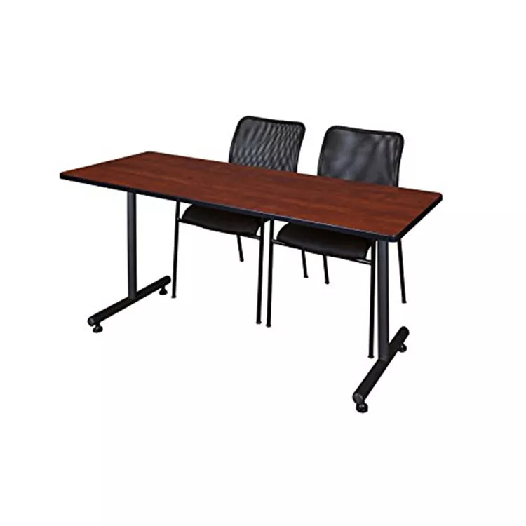 72" x 24" Kobe Training Table- Cherry & 2 Mario Stack Chairs- Black