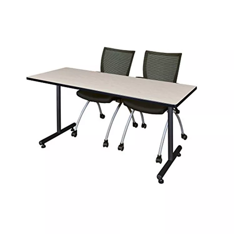 72" x 24" Kobe Training Table- Maple & 2 Apprentice Chairs- Black