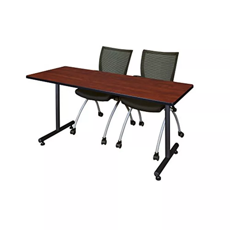 72 x 24 Training Table & 2 Black Chairs, Cherry Finish - Regency Seating