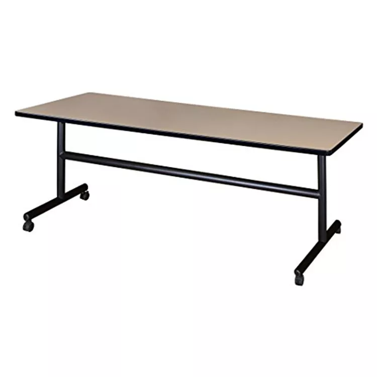 72 x 30 Flip Top Mobile Training Table - Beige Foldable Desk - Regency Seating
