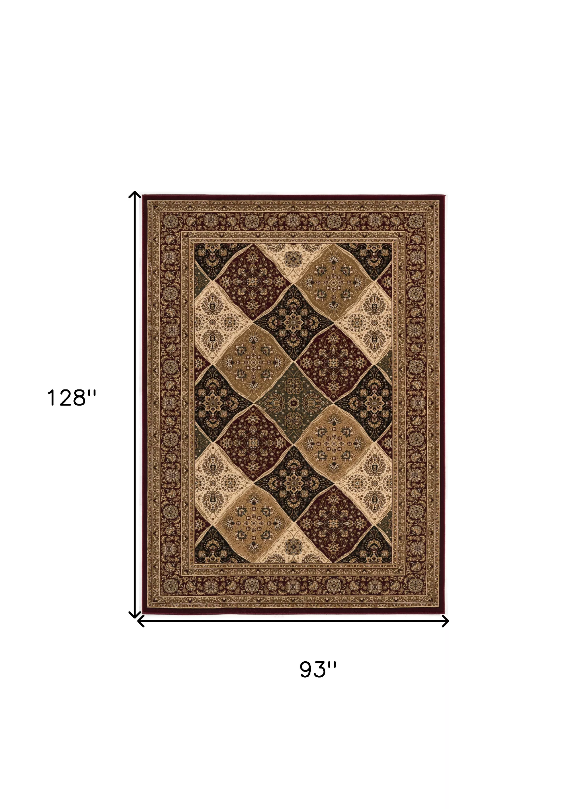 8 x 11 Red Decorative Diamonds Area Rug