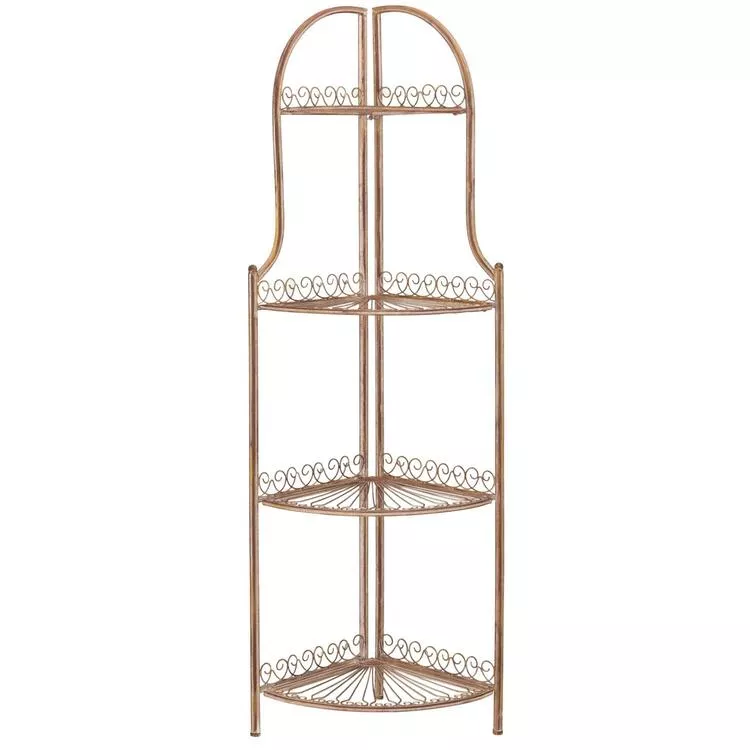 Abarrane Wrought Iron 4 Tier Outdoor Corner Shelf