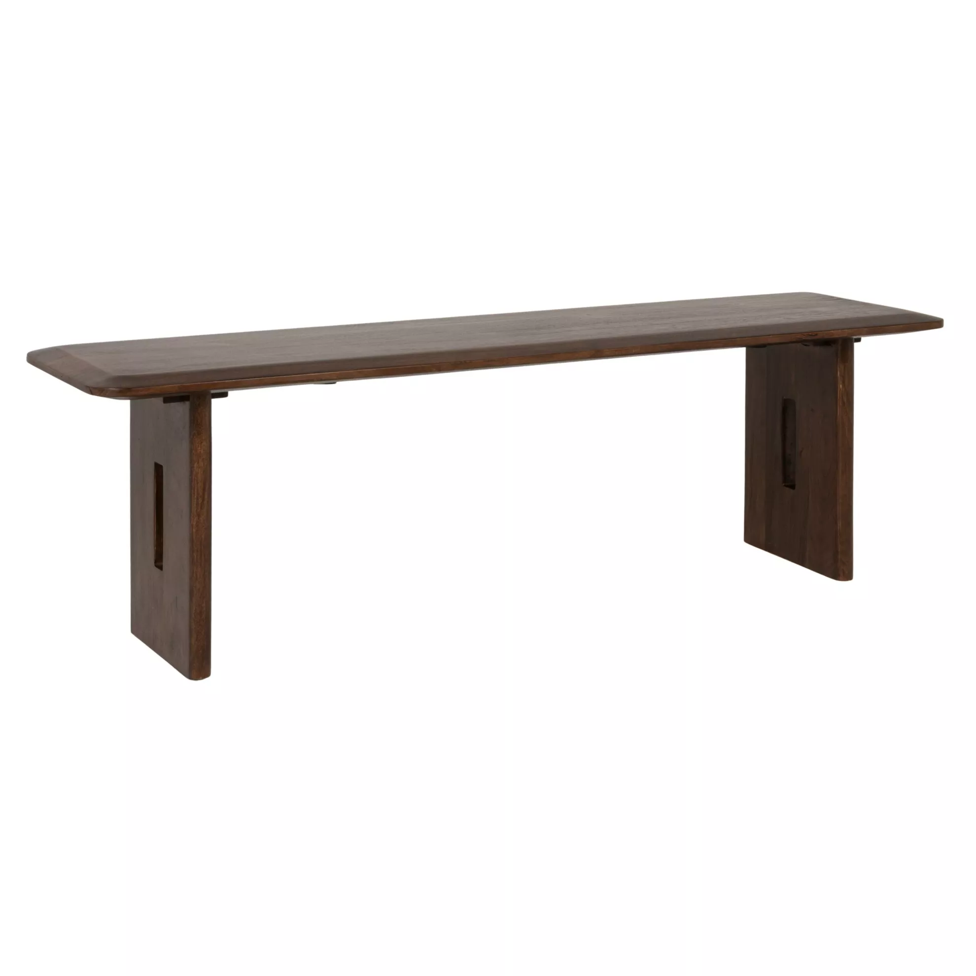 Acacia Wood Rectangular Bench, Walnut Finish