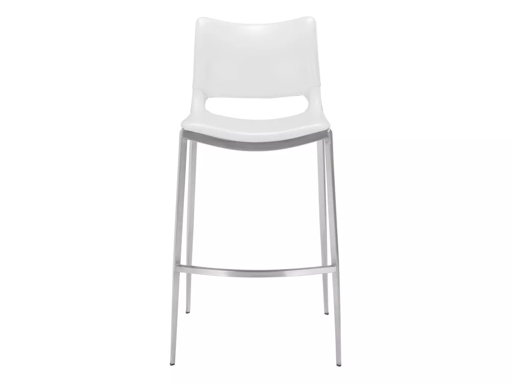 Ace Barstool (Set of 2) White & Silver