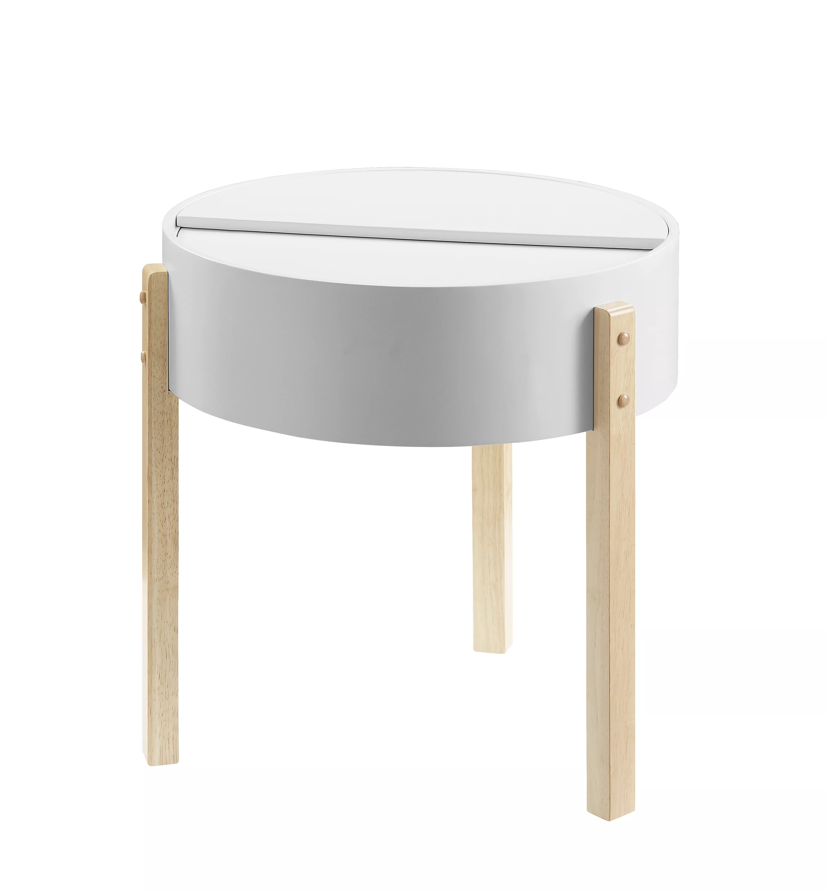 ACME Bodfish End Table, White & Natural