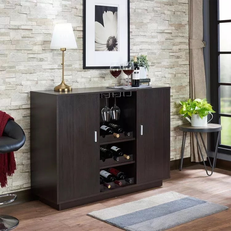 ACME Espresso Wood Wine Server - Hazen Rectangular Cabinet