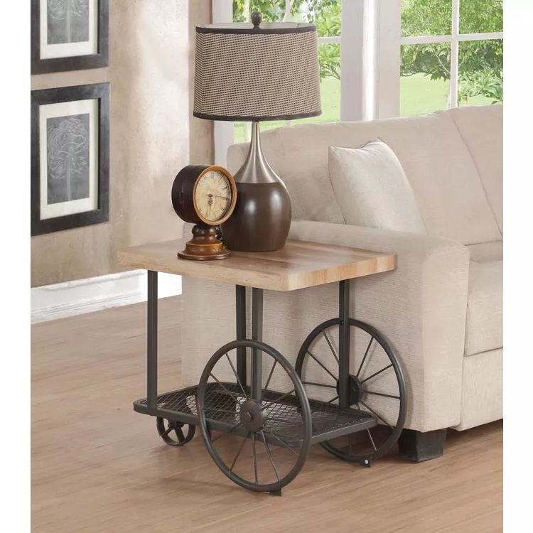 ACME Francie End Table - Oak & Gray Industrial Style