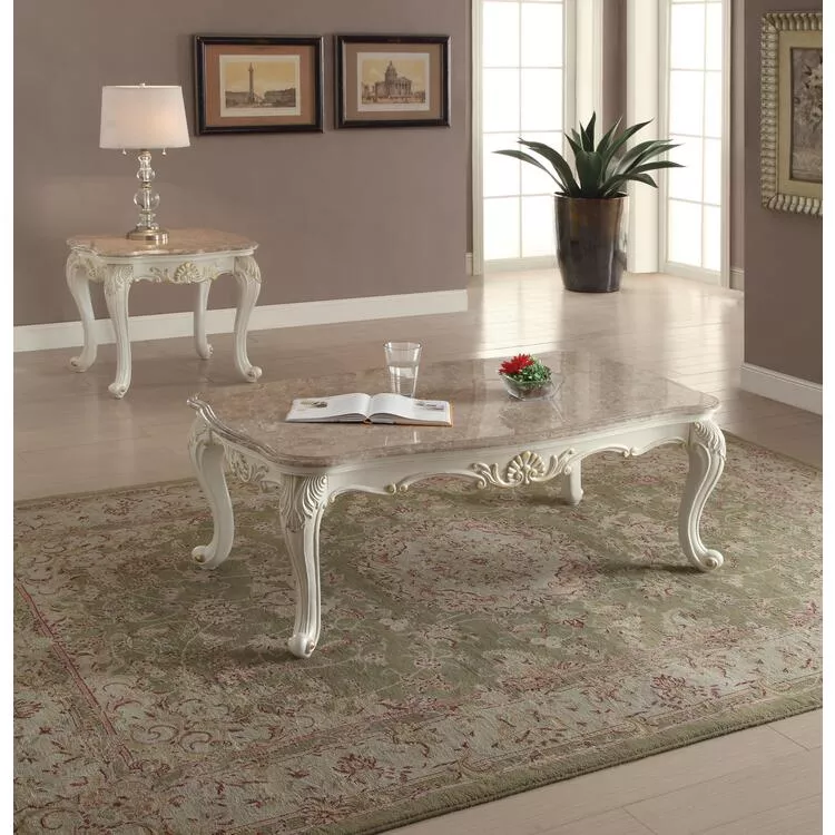 ACME Marble Coffee Table - Chantelle - Pearl White