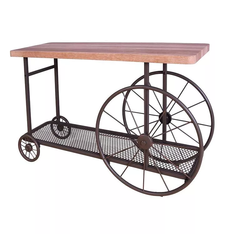 ACME Oak & Antique Gray Sofa Table - Industrial Style