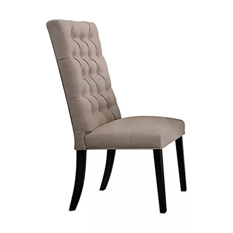 ACME Tan Linen & Black Side Chairs - Set of 2