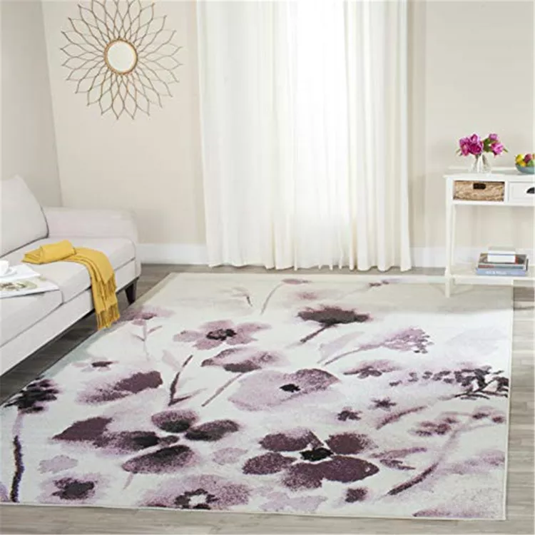 Adirondack Ivory/Purple Large Rectangle Rug