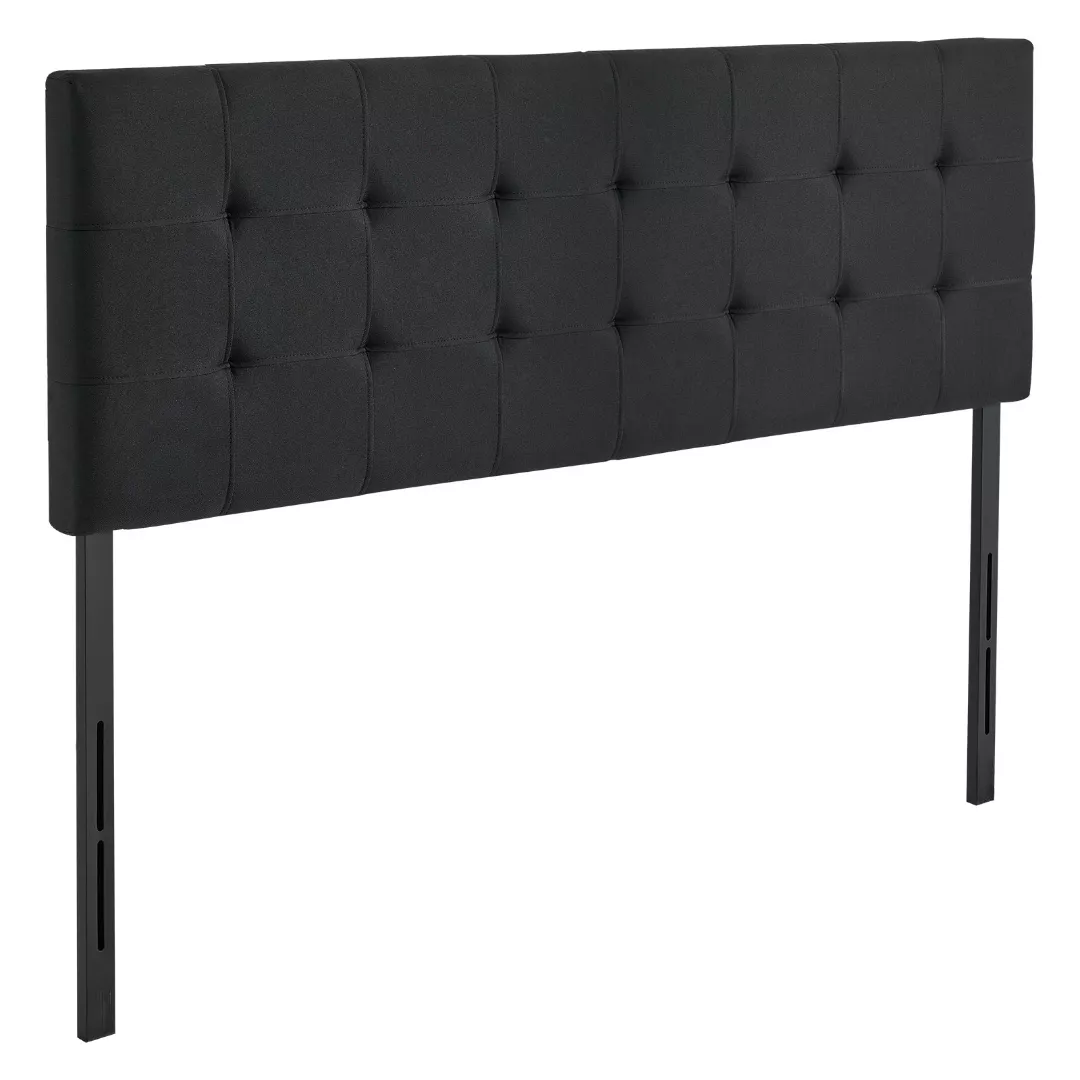 Adjustable Queen Headboard, Diamond Tufted Upholstered Bed Backboard, Black