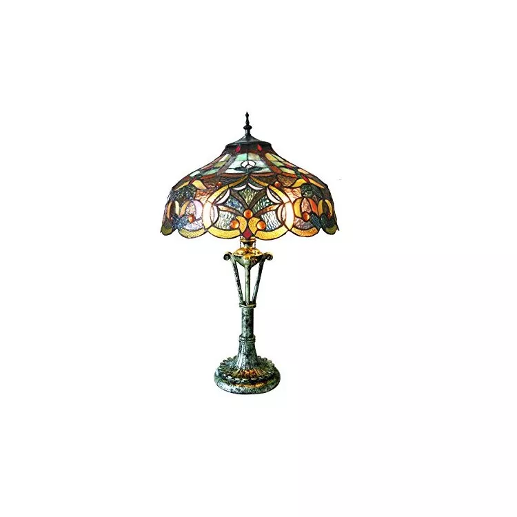 Alessandra Tiffany-Style 2 Light Victorian Table Lamp 17" Shade