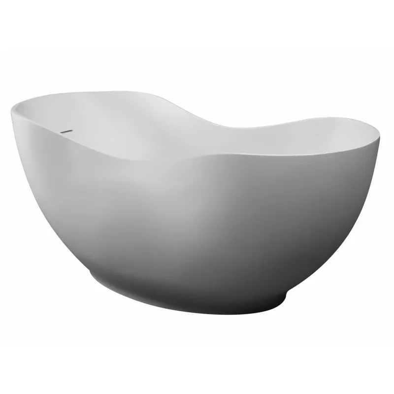 ALFI 66-Inch White Solid Surface Freestanding Smooth Resin Soaking Bathtub AB9949
