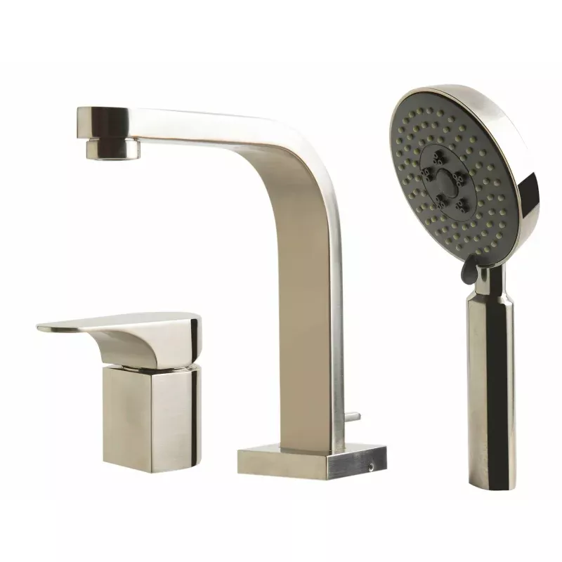 ALFI Deck Mounted Tub Filler and Round Hand Held Shower Head AB2703