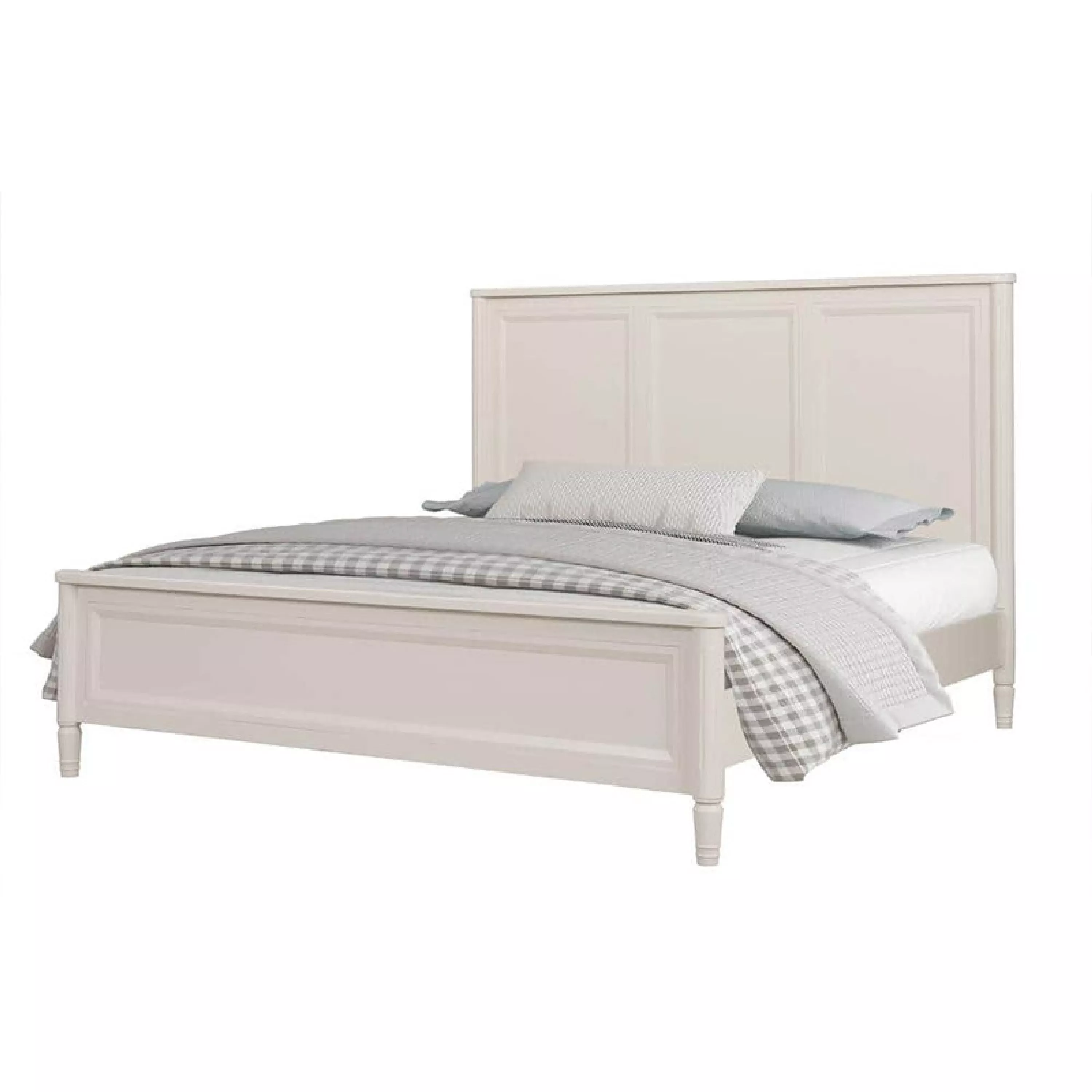 Alta King Size Bed, Classic French Design, White Solid Wood Frame
