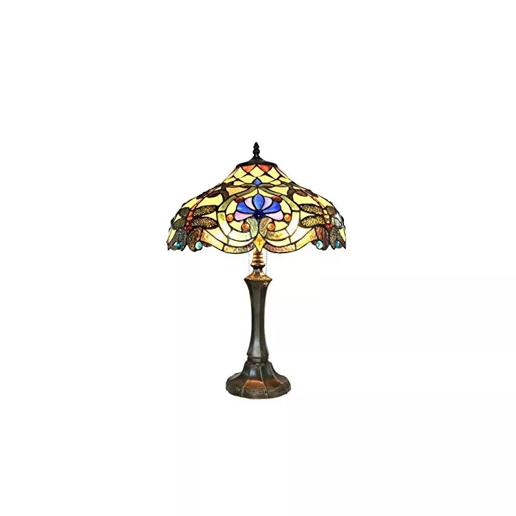 Amberwing Tiffany-Style 2 Light Dragonfly Table Lamp 17" Shade