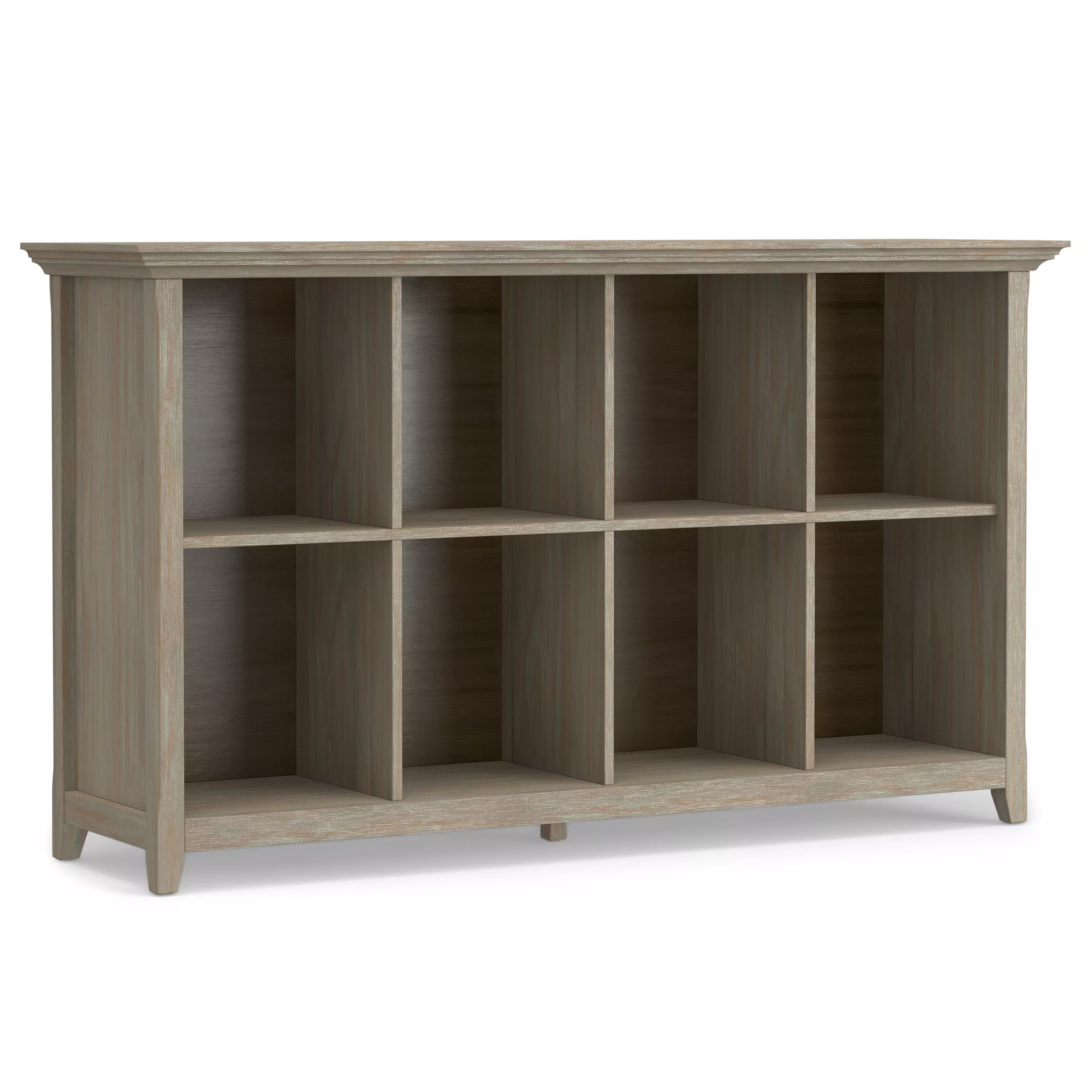 Amherst SOLID WOOD 57 inch Wide Transitional 8 Cube Storage Sofa Table in Distressed Grey