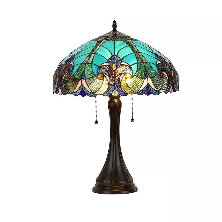 Amor Tiffany-Style 2 Light Victorian Table Lamp 16" Shade