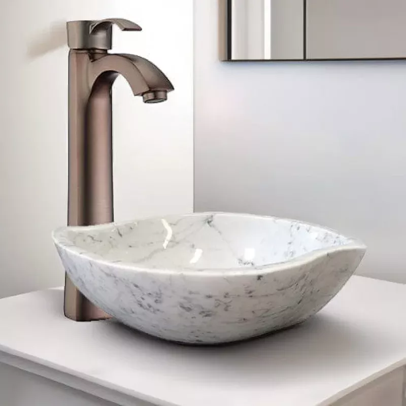 Arco Smooth Polished Carrara Marble Vessel Sink
