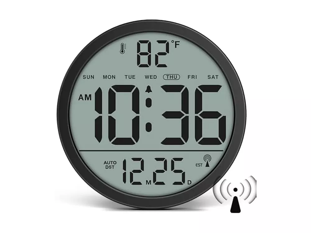 Atomic Never Needs Setting Digital Date Wall Clock 8 Inch Easy Read