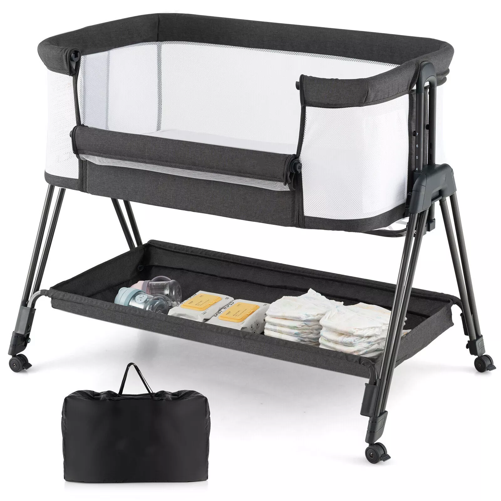 Baby Portable Bedside Sleeper with 7 Adjustable Heights