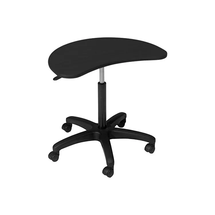 Balt Adjustable Laptop Stand - Black Ergonomic Rolling Cart
