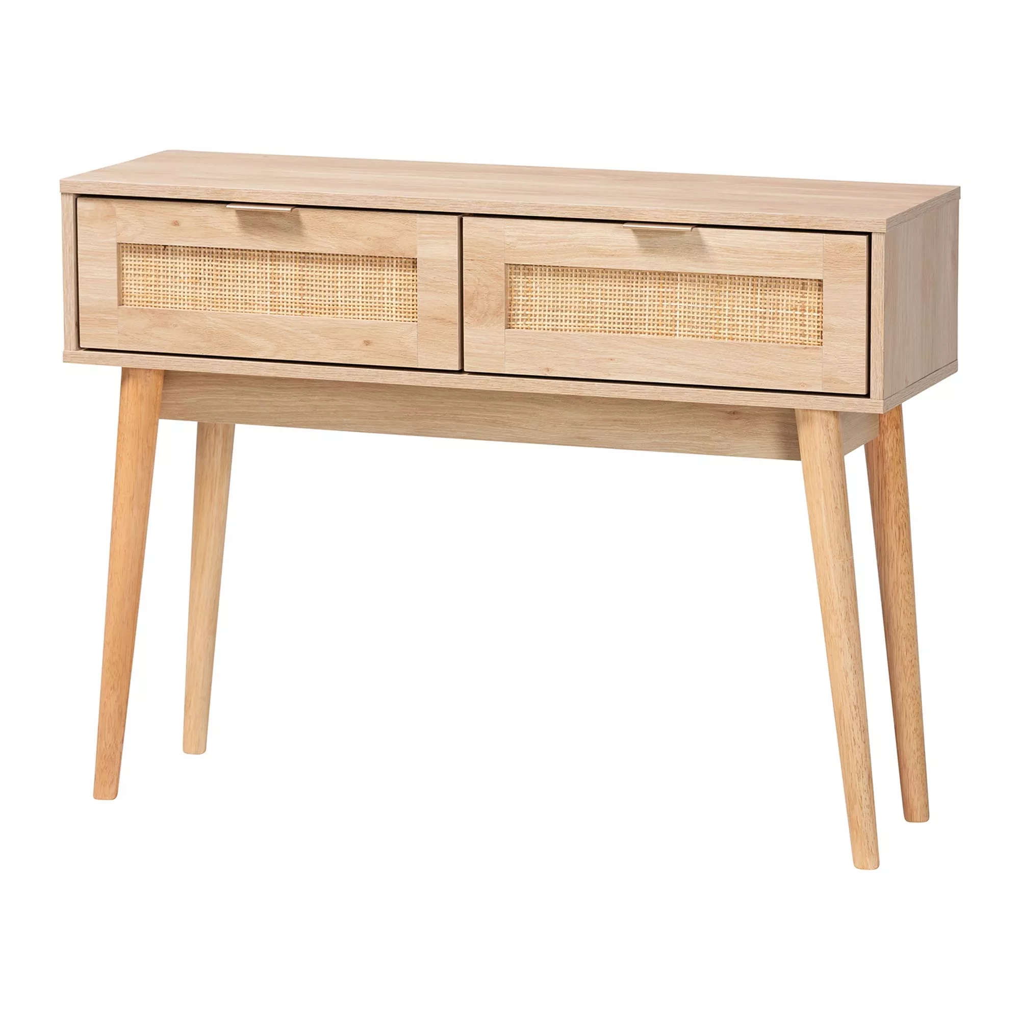 Baxton Studio Baird Mid Century Light Oak Brown Finished Wood 2 Drawer Console Table