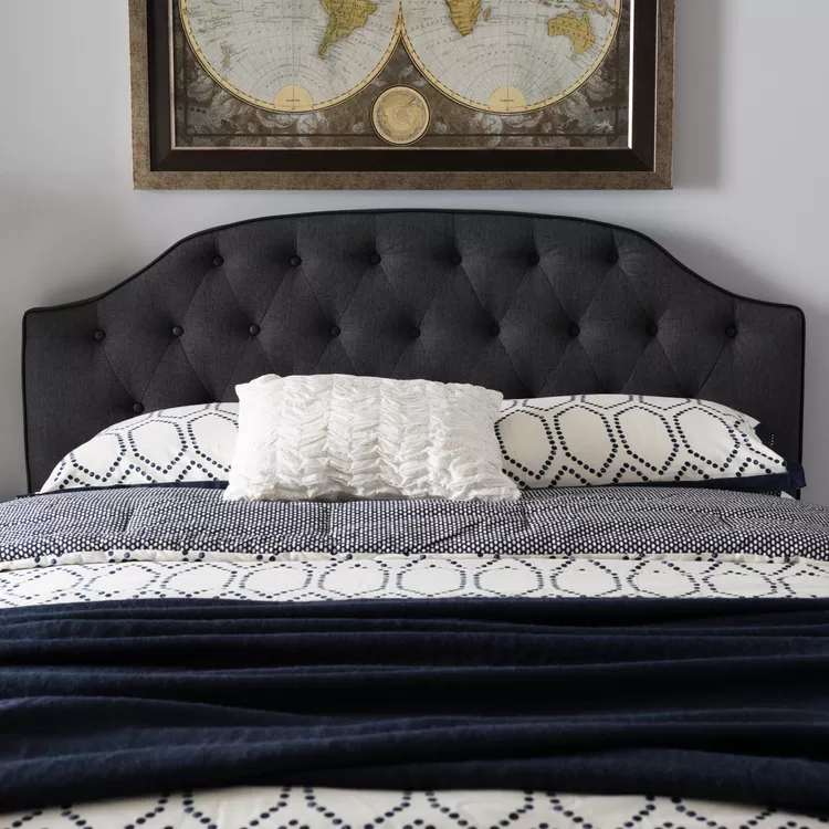 Baxton Studio Windsor Upholstered Scalloped Buttoned Headboard