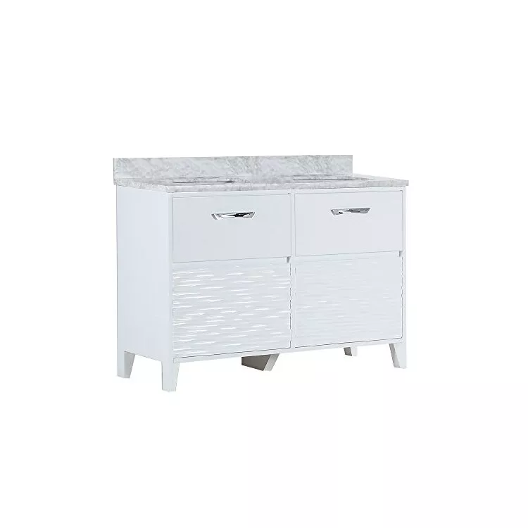 Bellaterra-Home Double Sink Vanity - 48" White Carrara Top