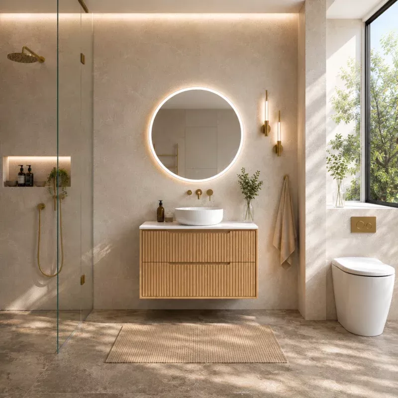 Berlin Wall Hung 900mm Timber Fluted Vanity