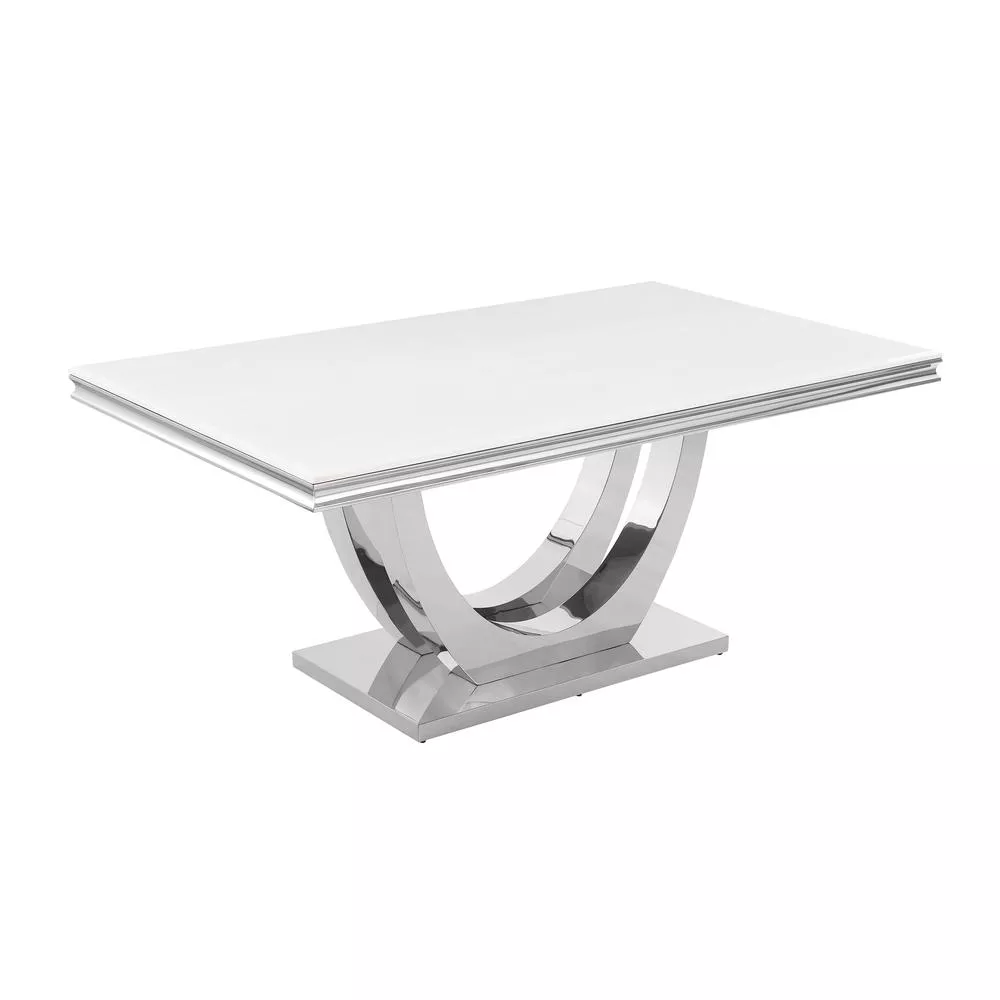 Best Master Furniture Danis Stone Marble Laminate Silver Rectangle Dining Table