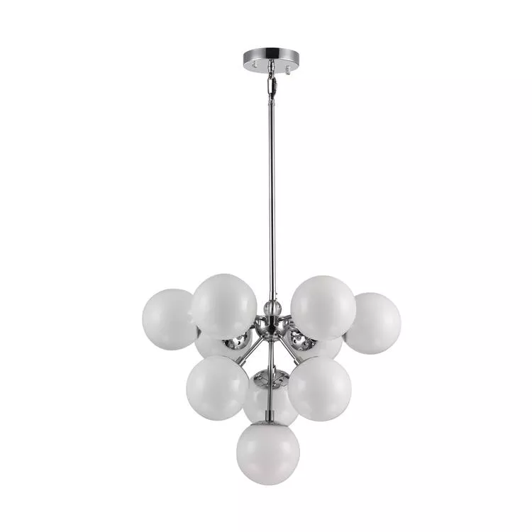Bethel Orb Light Fixture - Chrome & White Glass