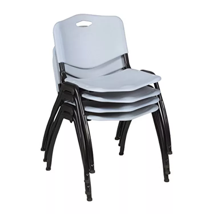 Black Metal Frame Plastic Stackable Chairs 4 - Pack, 250lb Capacity - Regency Seating