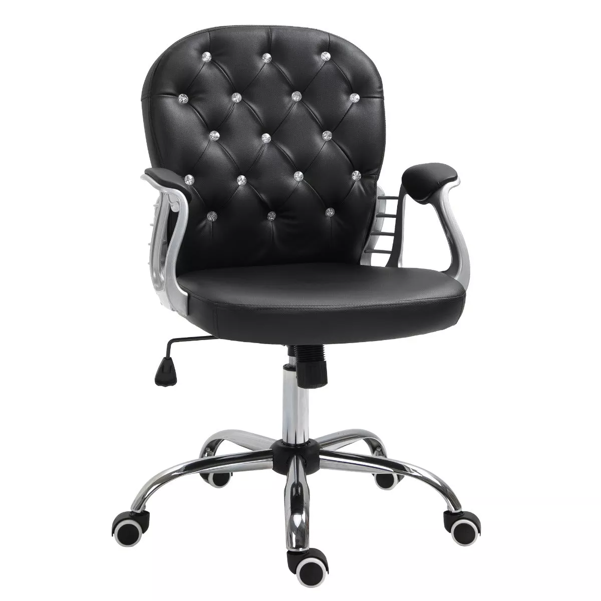 Black Office Chic: Tufted Backrest Adjustable Swivel Task Chair