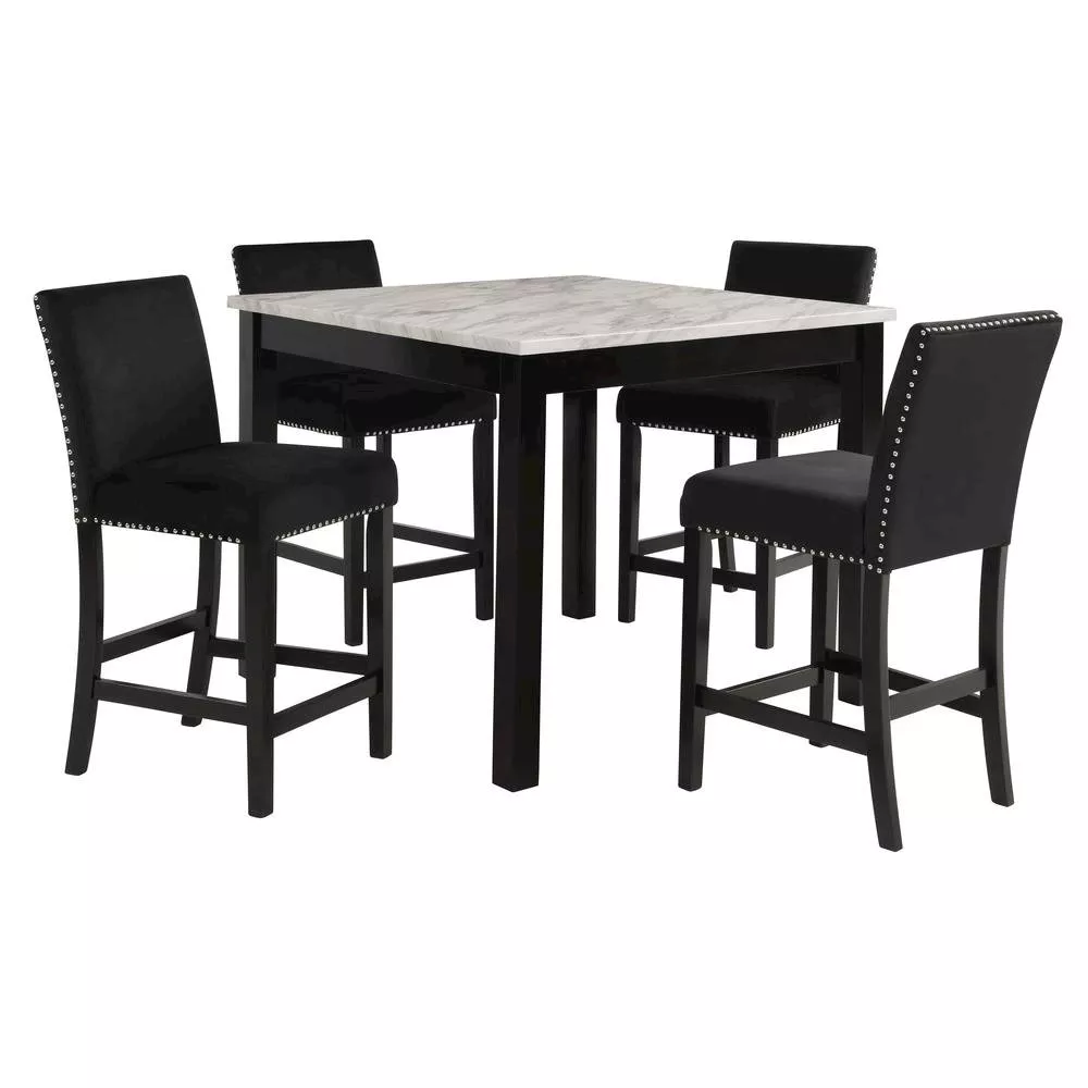 Black Square Dining Table Set for 4 – 5-Piece Kitchen Table and Chairs