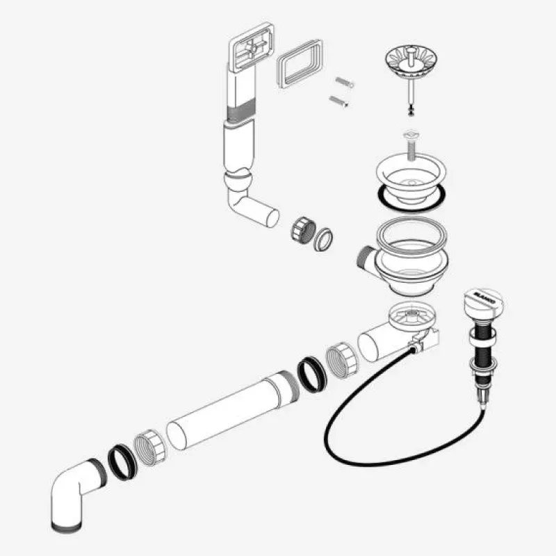 Blanco waste set with remote waste control