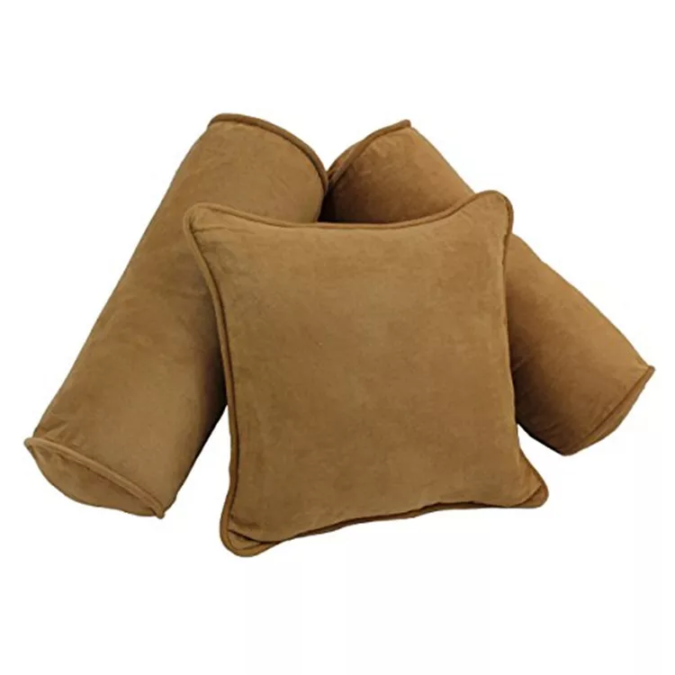 Blazing Needles Double-corded Solid Microsuede Throw Pillows with Inserts (Set of 3)
