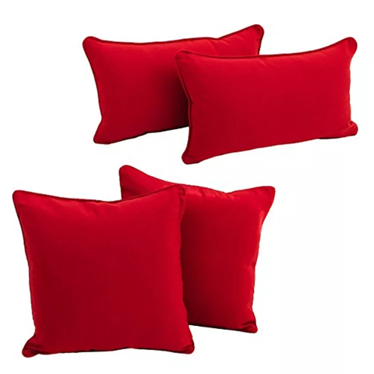 Blazing Needles Double-corded Solid Twill Throw Pillows with Inserts (Set of 4)