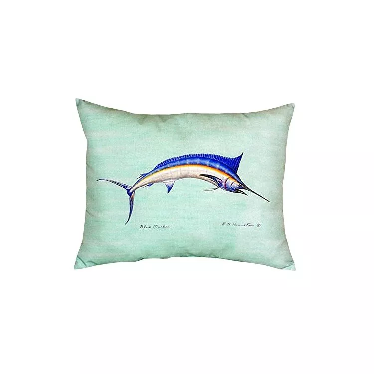Blue Marlin - Teal No Cord Pillow 16x20