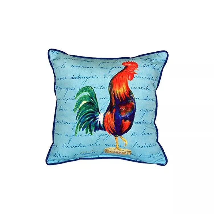 Blue Rooster Script - Large Indoor/Outdoor Pillow 18x18
