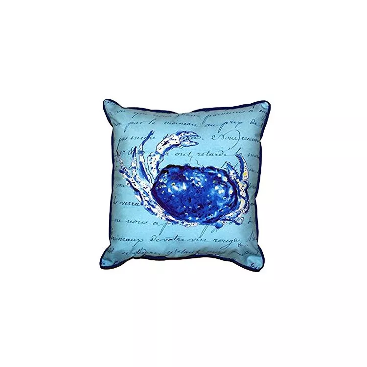 Blue Script Crab Small Indoor/Outdoor Pillow 12x12