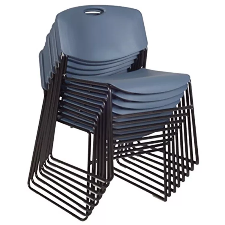 Blue Stackable Plastic Chairs - ECO - FRIENDLY Metal Frame 8 Pack - Regency Seating