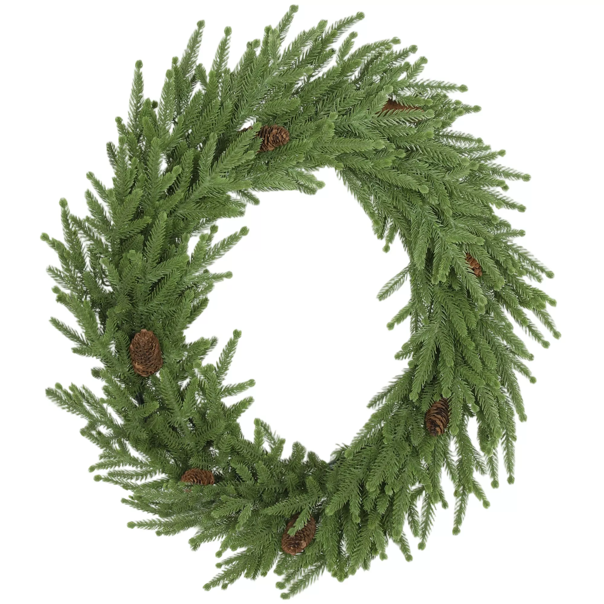 BreeBe 24 Inch Artificial Christmas Wreath with Pine Cones