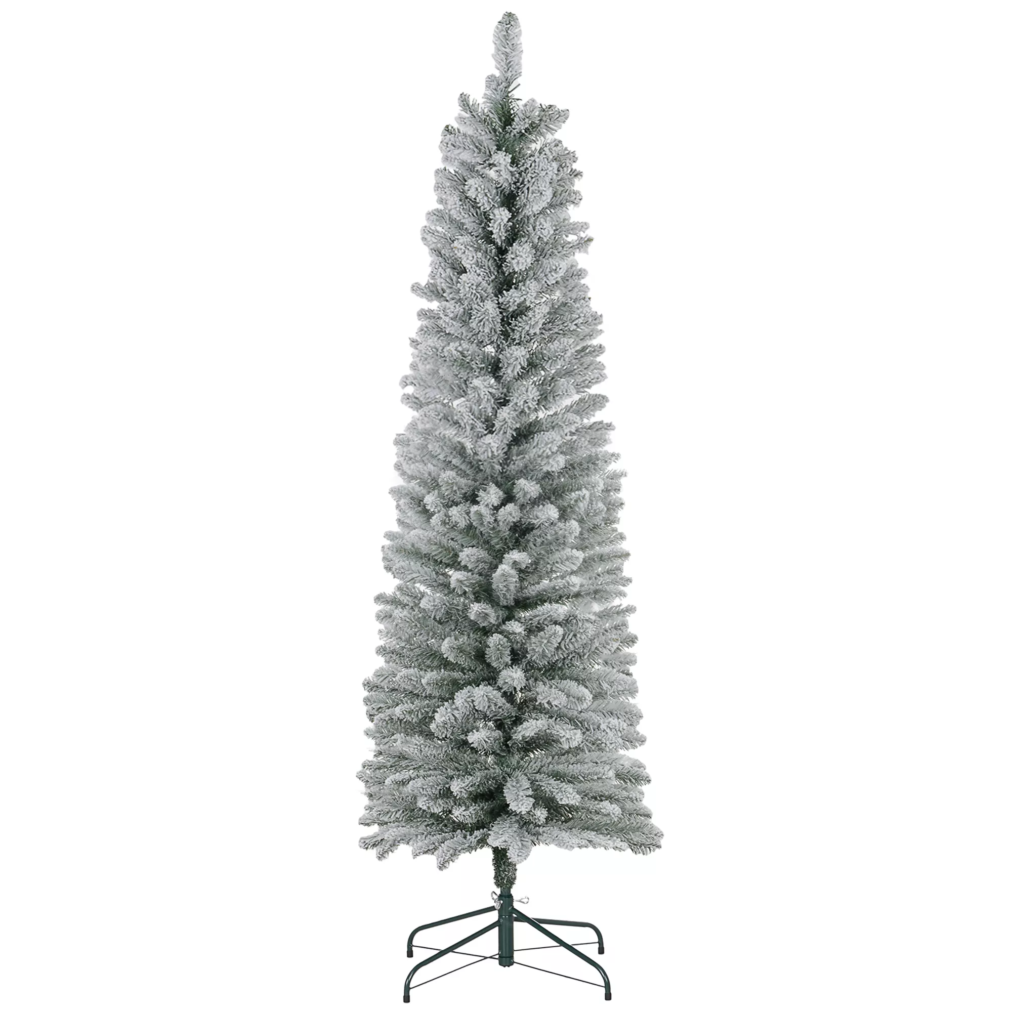 BreeBe 6ft Artificial Pencil Christmas Tree with Metal Base